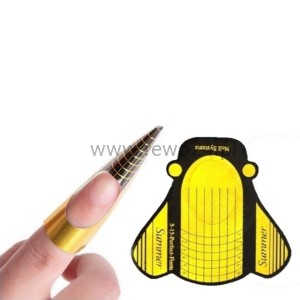 Szerokie, złote szablony "skrzydła" do przedłużania paznokci