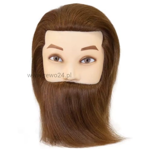 Główka Fryzjerska Treningowa Męska z brodą 100% naturalne włosy 40cm|25cm