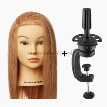 Główka Fryzjerska Treningowa Damska Marina Medium ze statywem 100% naturalne włosy ludzkie 50cm
