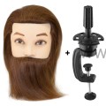 Główka Fryzjerska Treningowa Męska z brodą i ze statywem 100% naturalne włosy 40cm|25cm