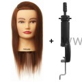 Główka Fryzjerska Treningowa Damska Megan ze statywem z przedłużką 100% naturalne włosy ludzkie 40cm