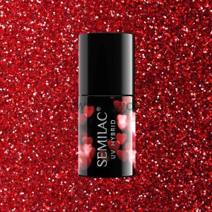 Semilac 318 Lakier Hybrydowy Burgundy Red Glitter 7ml