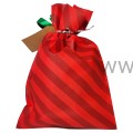 Worek na prezent - Czerwony w paski - Mały 20x30cm