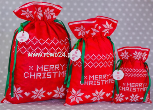 Worek na prezent - Merry Christmas - mały, średni lub duży