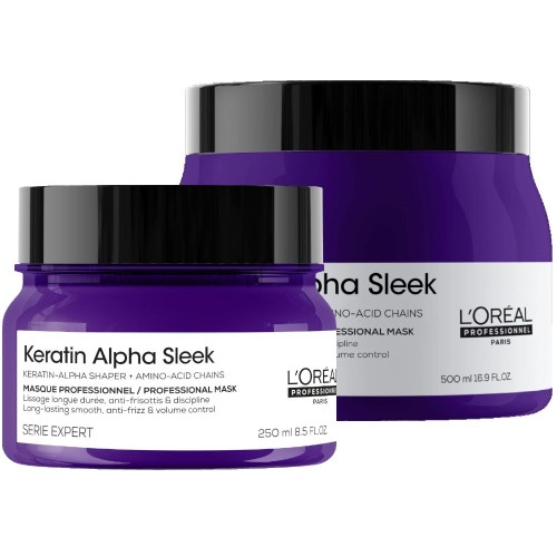 Lorréal Professionnel Keratin Alpha Sleek Mask - Maska wygładzająca do włosów puszących się 250ml, 500ml
