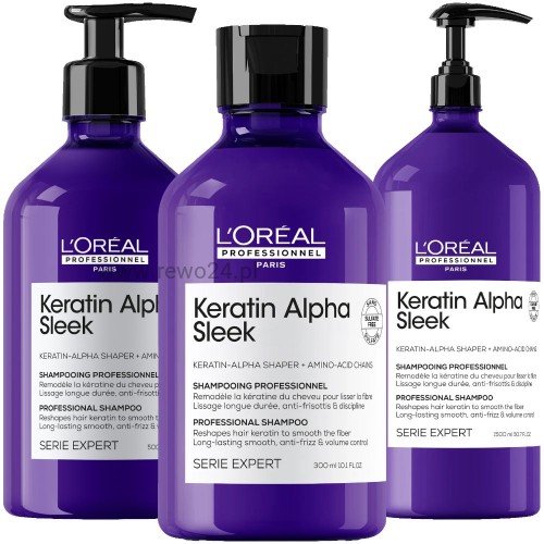 Loréal Keratin Alpha Sleek Szampon wygładzający do włosów 300ml, 500ml, 1500ml
