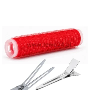 Wałki na rzep 10mm×6,5cm czerwone 12szt + Klips pojedynczy 24szt