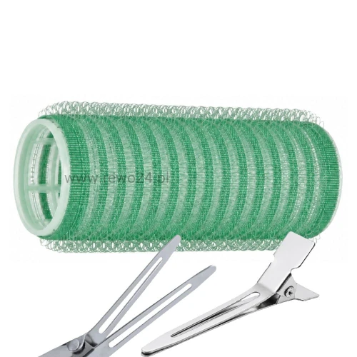 Wałki na rzep 22mm×6,2cm zielone 12szt + Klips pojedynczy 24szt