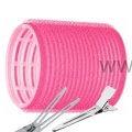 Wałki na rzep 50mm×6,2cm różowe 12szt + Klips pojedynczy 24szt