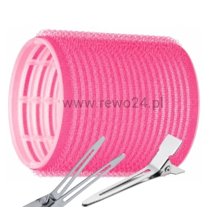 Wałki na rzep 50mm×6,2cm różowe 12szt + Klips pojedynczy 24szt