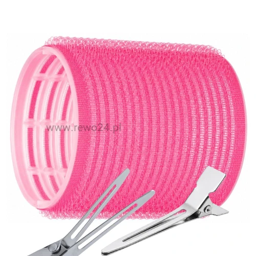 Wałki na rzep 50mm×6,2cm różowe 12szt + Klips pojedynczy 24szt