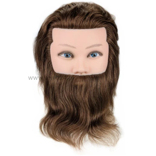 Główka Fryzjerska Treningowa Marco Męska z brodą (100%) 30cm/20cm - przód