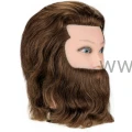 Główka Fryzjerska Treningowa Marco Męska z brodą i ze statywem 100% naturalne włosy ludzkie 30cm|20cm - bok