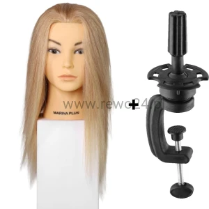 Główka Fryzjerska Treningowa Damska Marina Plus ze statywem 100% naturalne włosy ludzkie 40cm