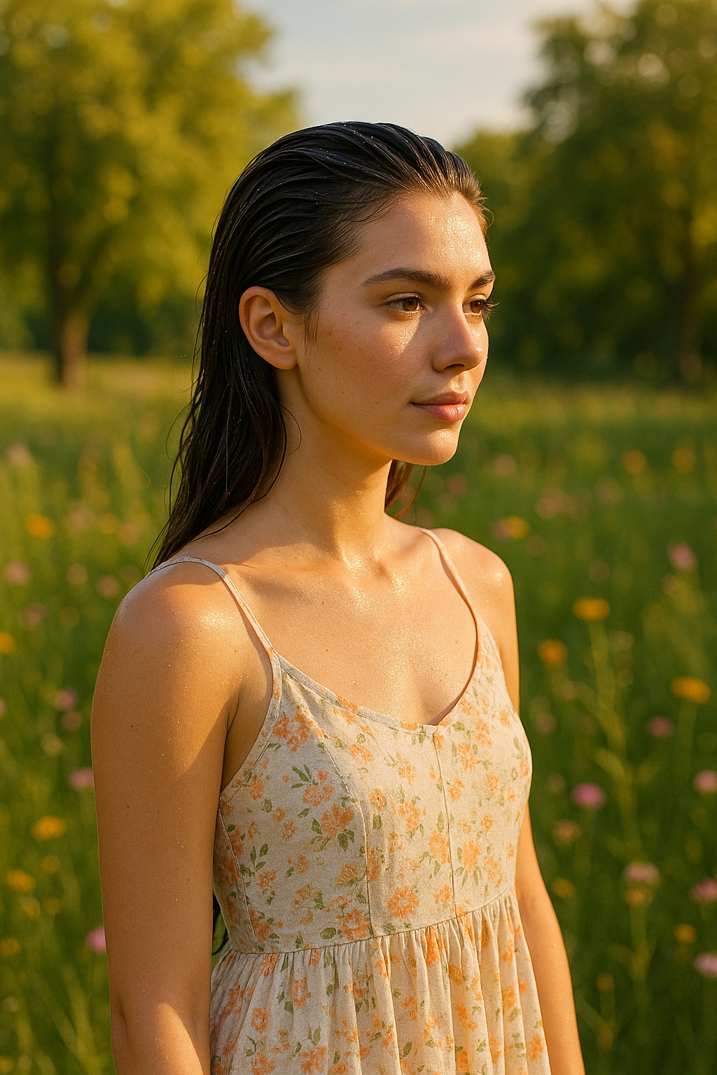 Mokra Włoszka - ciemne, długie, proste włosy